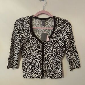 Ann Taylor Black and White Patterned Cardigan